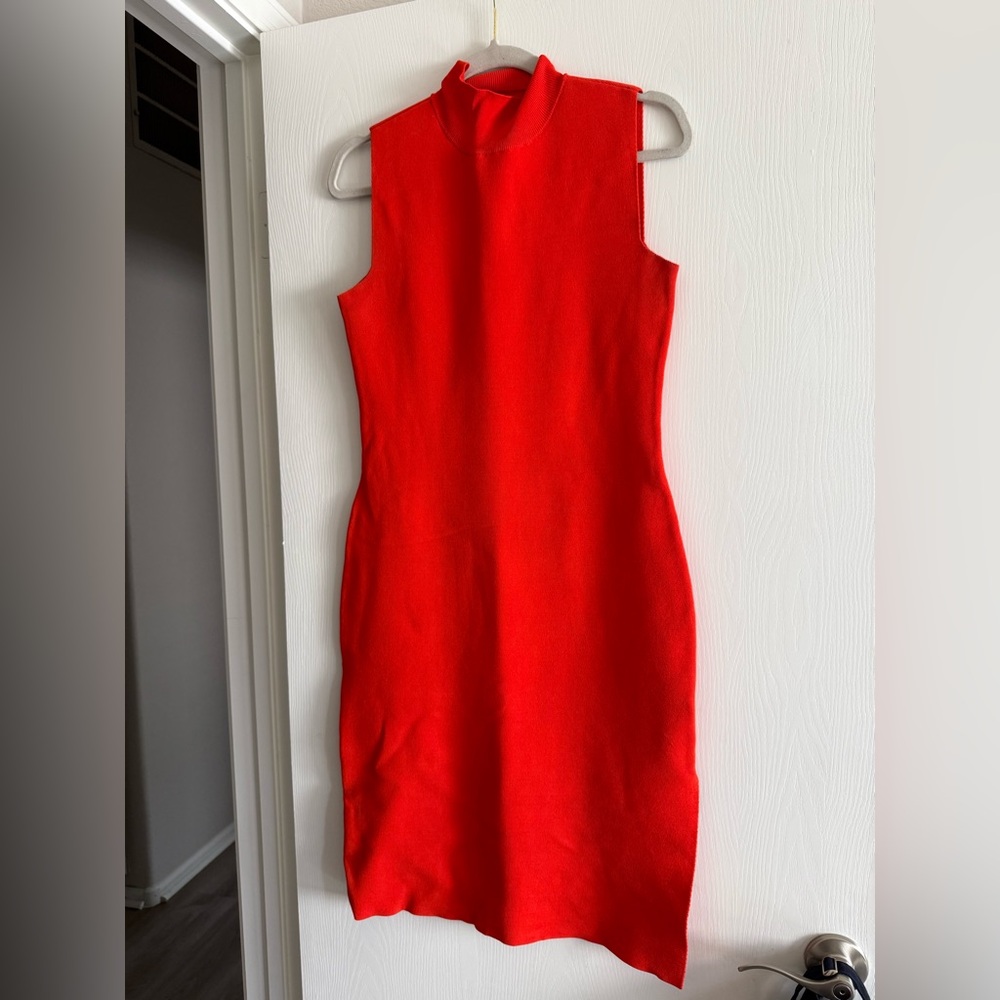 House of Harlow 1960 Orange Sleeveless Mock-Neck Mini Dress